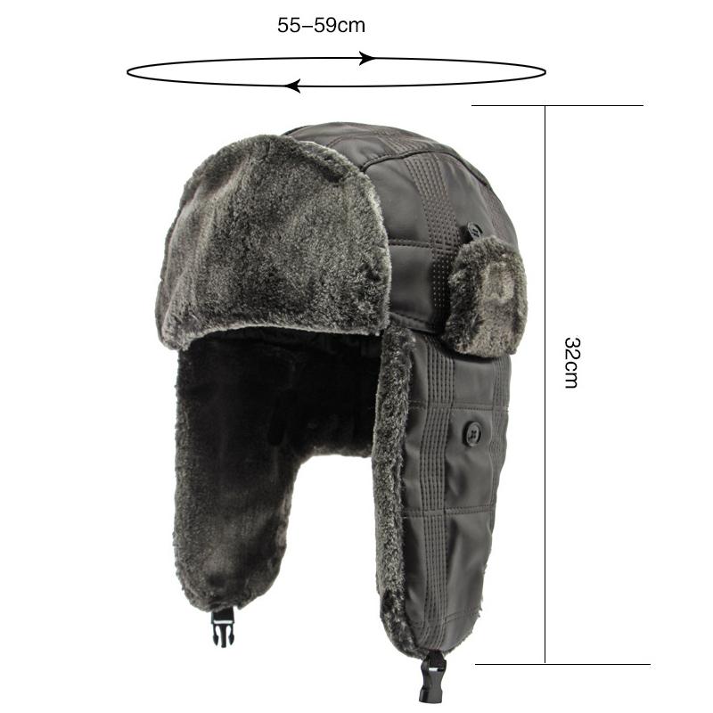 Men Autumn Winter Velvet Ear Protection Warm Bomber Hats Women PU Windproof Snow-proof Riding Hat Ski Slouchy Cap