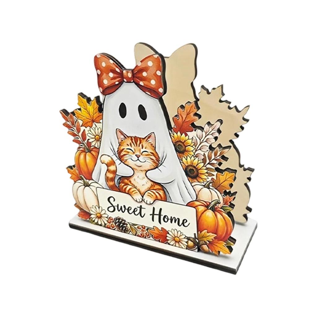 Wooden Tissue Box Holder Countertop Storage Rack for Halloween Decor