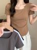 Summer 2025 Women's Slimming Round Neck Irregular Hem Trendy T-shirt