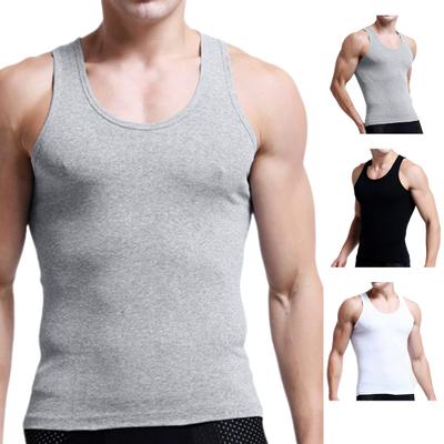 Herren Sommer Fitness Weste Einfarbig Nahtlos Übergröße Rundhals Ärmellos Dehnbar Weich Atmungsaktiv Schnelltrocknend