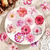 50 Transparent Blooming Flower Stickers: Realistic PET Pink Floral DIY Journal Decoration