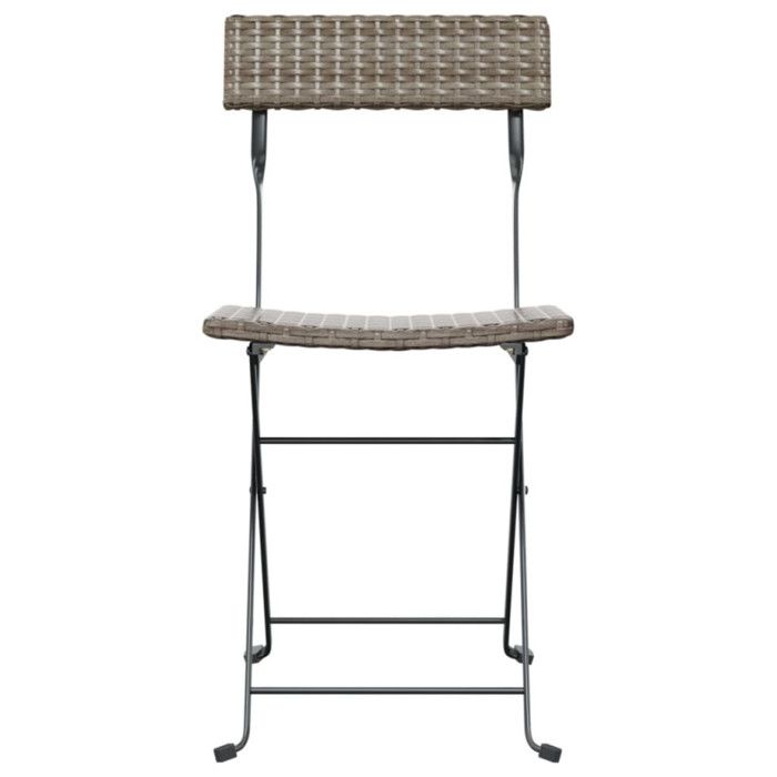 319988 vidaXL Folding Bistro Chairs 2 Pcs Grey Woven Resin and Steel