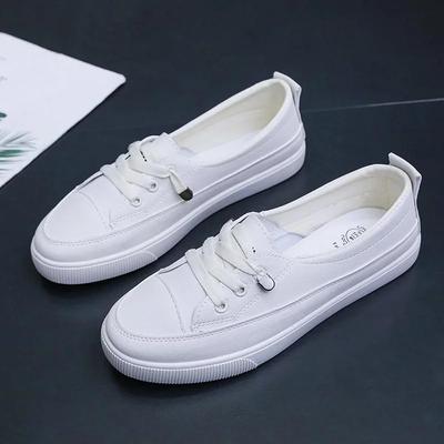 Niedrige Plattform Turnschuhe Frauen Schuhe Weibliche Pu Leder Walking Turnschuhe Müßiggänger Weiß Flache Slip auf Vulkanisieren Casual Schuhe
