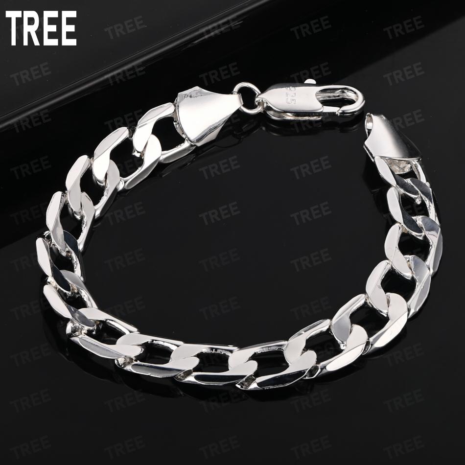 925 Sterling Silver 10mm Interlocking Exquisite Bracelet-Fashion Gift Jewelry 20cm