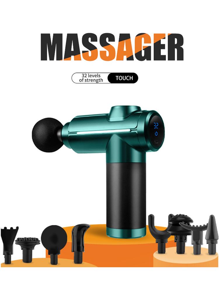 Fascia Gun With 8 Heads Touch Screen Muscle Relaxor Fitness Grade Neck Membrane Grabbing Device Electric Massage Machine Vibrati