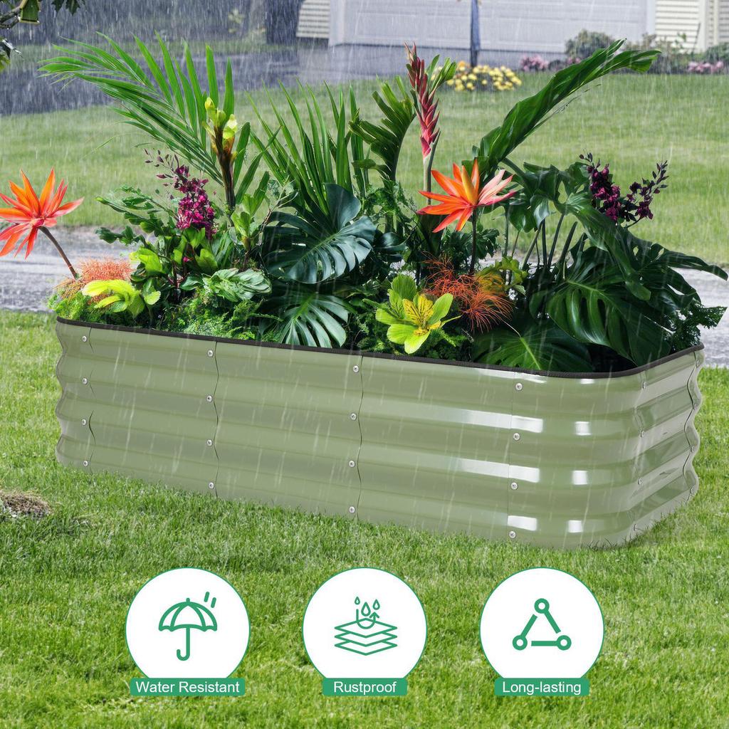 Galvanized Steel Modular Planter Box for Outdoor Vegetables & Flowers - Ideal for Patio, Backyard, or Balcony.