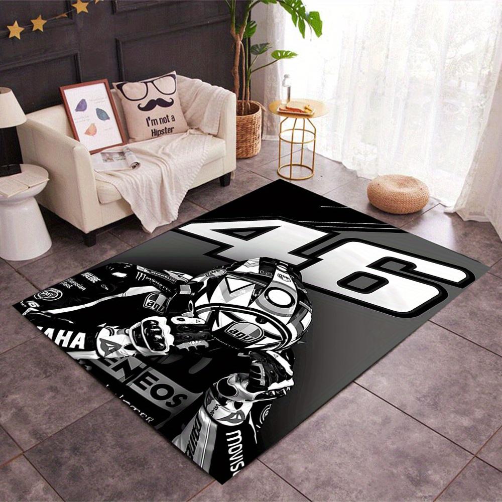 Motorcycle Racer With Agv Helmet Premium Crystal Velvet Area Classic Design Nonslip Durable Polyester Area Rug For Bedroom Playroom Living Room Or