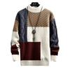 Autumn and Winter Thickened Knitted Pullover Sweater with Color Matching and Stitching Design