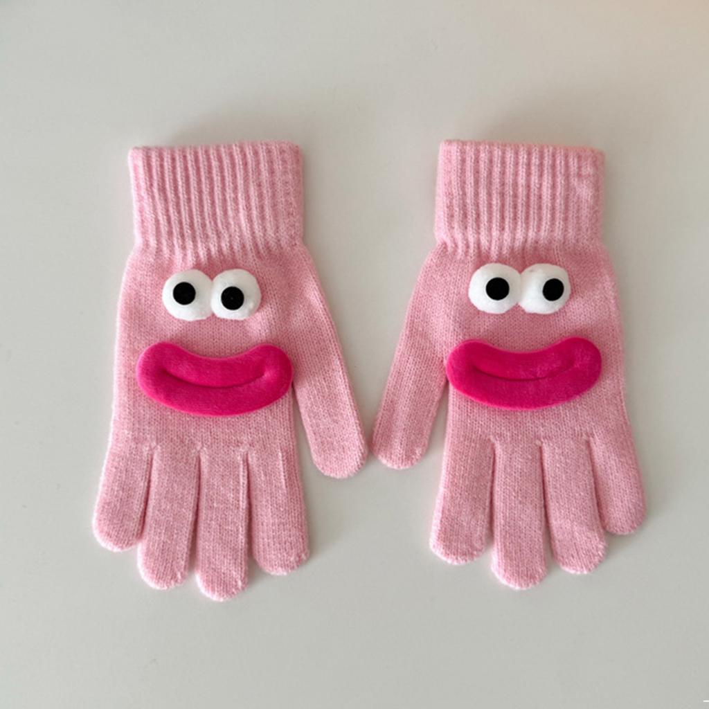Damen Lustige Handschuhe, Warm Und Niedlich Cartoon Wurstmaul, Fingerfrei, Split-Finger, Fleecefäustlinge