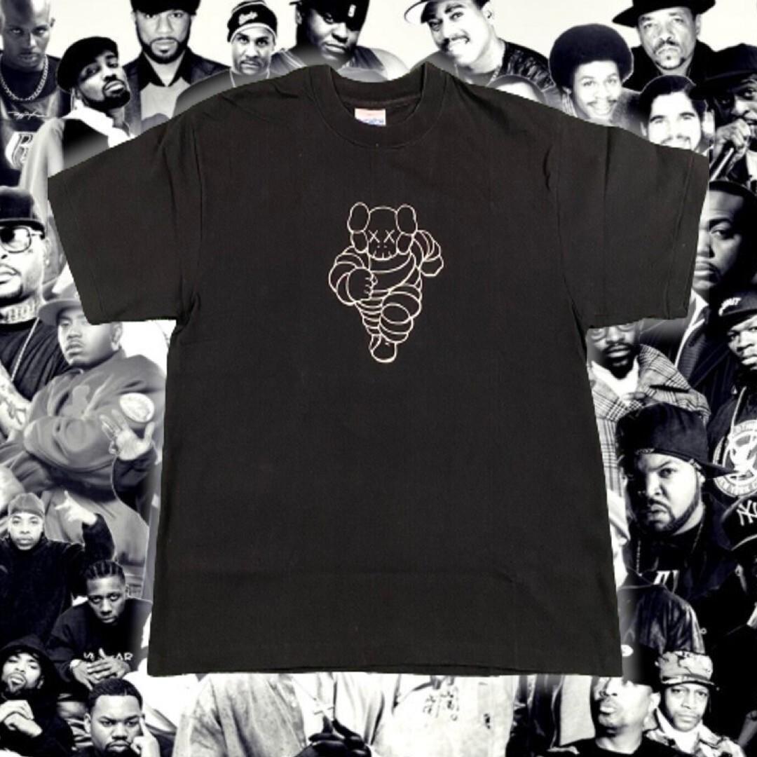 Vintage KAWS Hectic Chum Running Man T Shirt Size L Black White Ready To Ship Unisex T-Shirt S