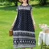 Lässige Damenkleider Sommer Vintage Kleidung Übergröße Kurzarm Elegantes langes Kleid