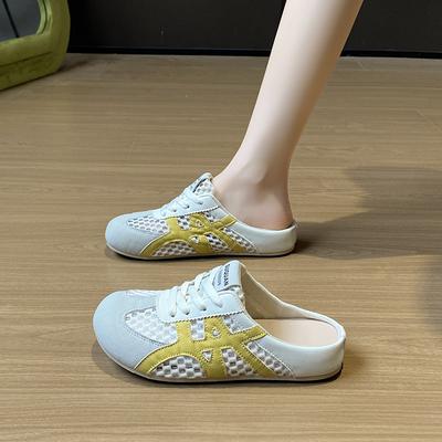 Summer New Half-tray White Shoes Women's Mesh Breathable Student Board Shoes Casual Shoes Increase Orgasm