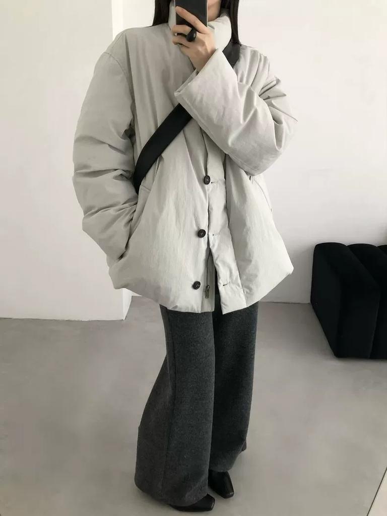 Yuyan, simple basic versatile stand-up collar warm short white duck down jacket women's new autumn and winter coat