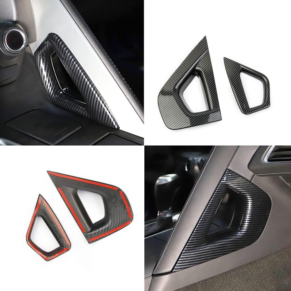 Korlot Carbon Fiber Central Gear Panel Side armrest Cover Trims for Chevrolet Corvette C7