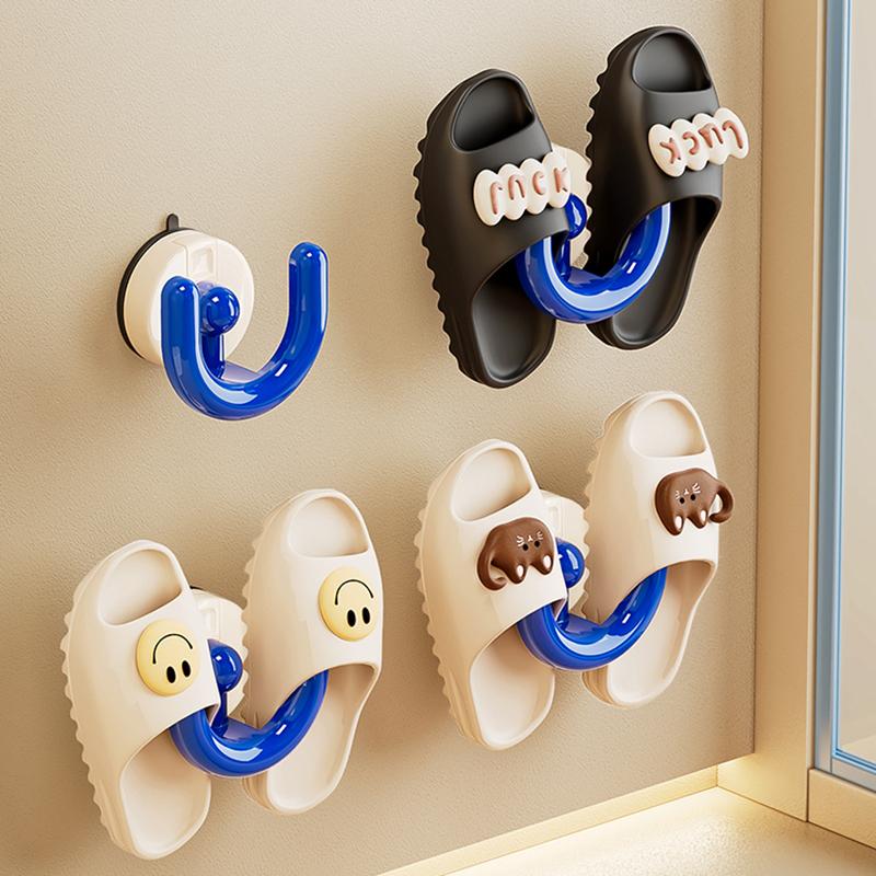 Saug-Schuhregal ohne Bohren - Wandmontierter Badezimmer-Organizer für Hausschuhe, Abnehmbare Trockenaufbewahrung Saughaken