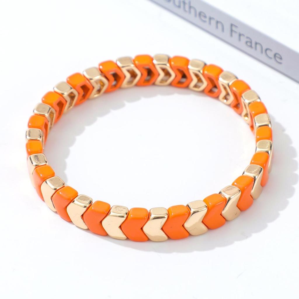 Trendy Gradient Rainbow Enamel Bracelet with Geometric Arrow Design for Women
