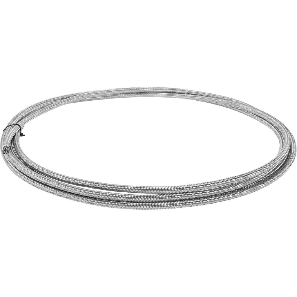 AN4 Fuel Line Hose 4AN 15ft Vacuum Hose Automotive Fuel Hose PTFE Rubber,Stainless Steel Silver Tone 1 Pcs