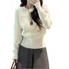 Korean Minimalist Round Neck Cable Knit Sweater for Women - Slimming Waist-Cinch, Autumn/Winter Versatile Short Top