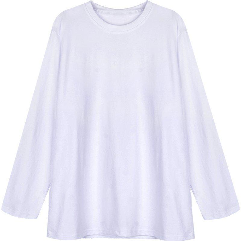 Women's O Neck Long Sleeve T-Shirts Loose Fit Solid Casual Fall Basic Tees Student Tops