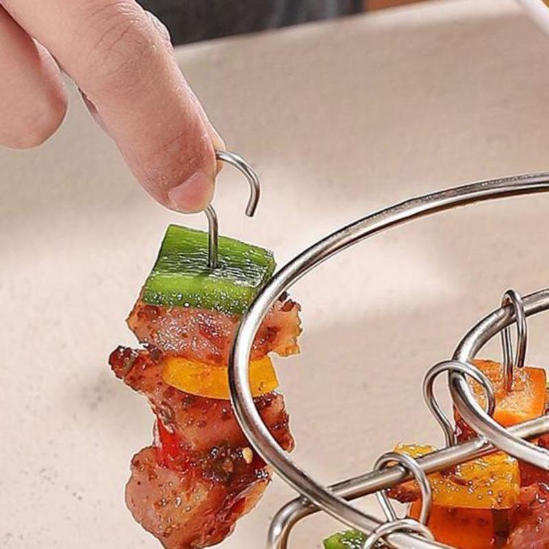 Air Fryer Rack with 12/24 Skewer Stainless Steel Vertical Meat Skewers Rack
