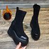 Autumn Spring Boots Women Shoes Woman Boots Fashion Round Toe Ankle Boots Winter Elastic Black Boots Comfortable