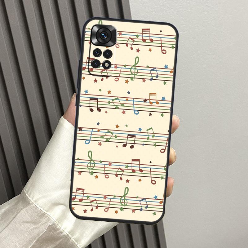Music Score Musical Notes Case For Xiaomi Redmi Note 14 Pro 13 12 11 10 15 Pro Plus Redmi 14C 13C 15C 10C 12C 15 Funda