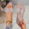Fashion 2025 New Ladies Shoes Summer Outdoor Women's Slippers Fashion Daily Slippers Women Crystal Bow Tie Flat with Plus Size Sandals