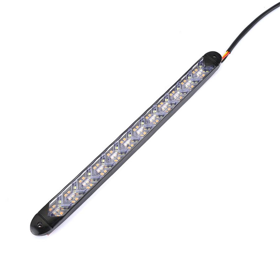 2x Car Flexible White/Amber 240 LED Fishbone Style Switchback Flowing Turn Signal Light DRL Knight Rider Strip Light Headlight Waterproof