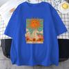 2025 Tarot Card Art The Sun Male  T Shirt High Street Vintage Clothing Breathable Casual O-Neck Short Sleeve Mens