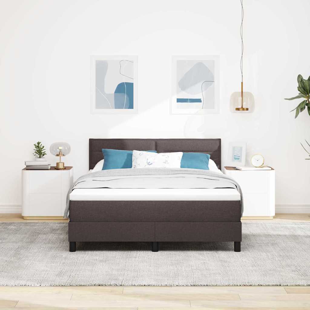 Box Spring Bed with Headboard Dark Brown 160 x 200 cm Fabric