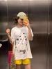 2025 Summer Women's Heavyweight Cotton Straight Shoulder Loose Half Sleeve T-Shirt