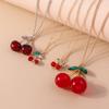 Lovely Crystal Red Cherry Pendant Necklace for Women Girls Necklace Chain Birthday Party Jewelry Gifts