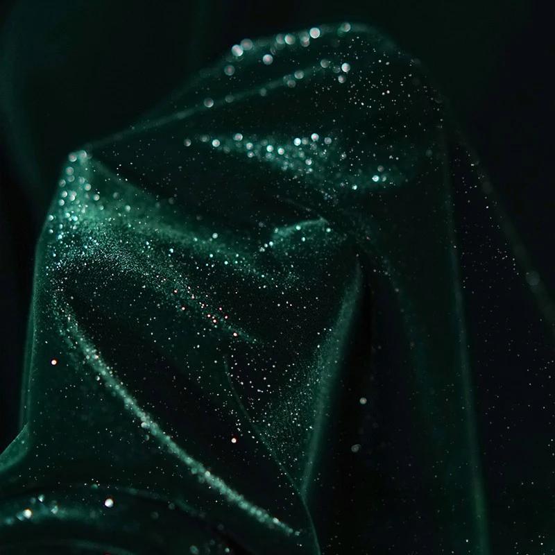 Soft Glint Velvet Fabric Silver Thread Woven with Dreamy Shimmering Texture  Plush Non-slip Fabric for DIY Sewing Dress