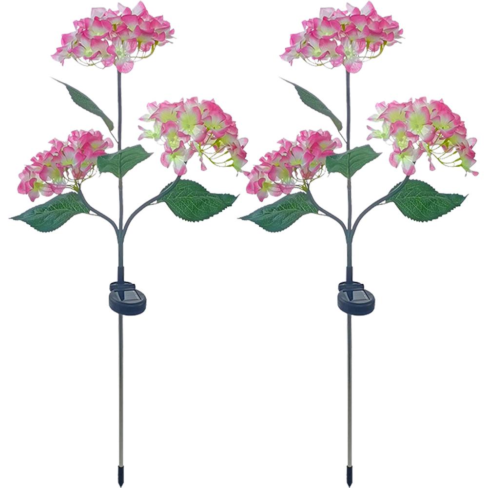 3 Heads Hydrangea Ground Light Waterproof LED Solar Lawn Decorative Lights Adjustable Iron Wire Simulated Bendable for Courtyard