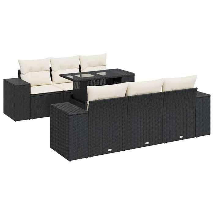 VidaXL Garden Lounge Set 7 Pcs with Cushions Black Wicker 3326737