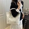 Casual Embroidered Butterfly Shoulder Bags for Women Sweet Ladies Large Capacity Handbags Plaid Portable College Girls Tote Bag