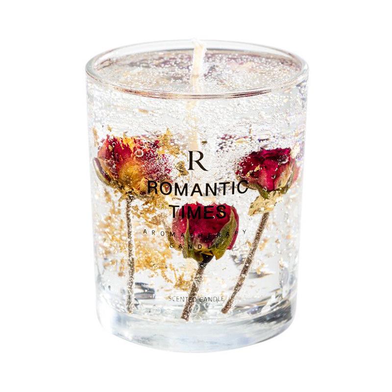 DIY Real Flower Jelly Scented Candle Cup - Creative Souvenir Gift for Girls' Bedroom with Long-Lasting Fragrance.