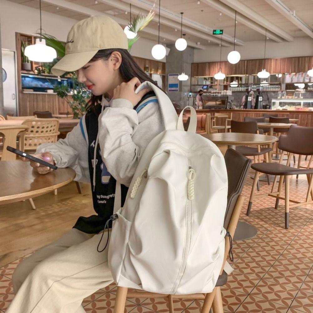 Polyester Casual Schoolbags Multi-pocket School Bags Trendy Ins Backpack  Female Junior High School