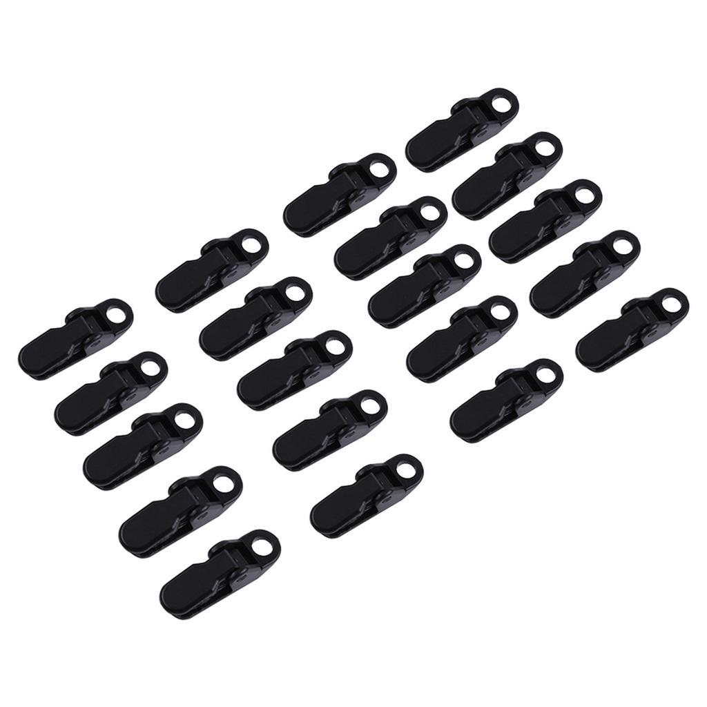 20pcs Bag Black Trap Clips Jaw Tent Snaps Camping Clamp Clips Tent Tighten For Outdoors