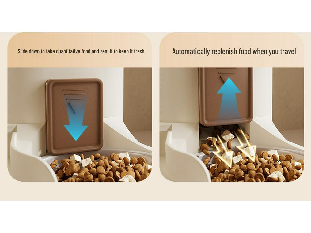 Automatic Dual-Use Pet Feeder & Water Dispenser with Large Ceramic Double Bowls for Cats and Dogs
