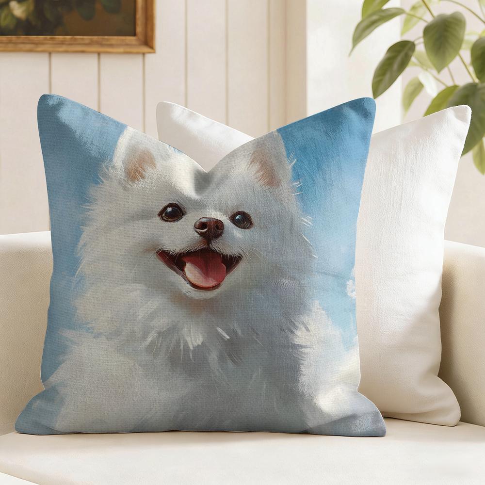 Dog Fashion Cushion Cover Summer Linen Pillow Case Organic Fabric Cushion Cover DoubleSided Print Sofa Home Decor