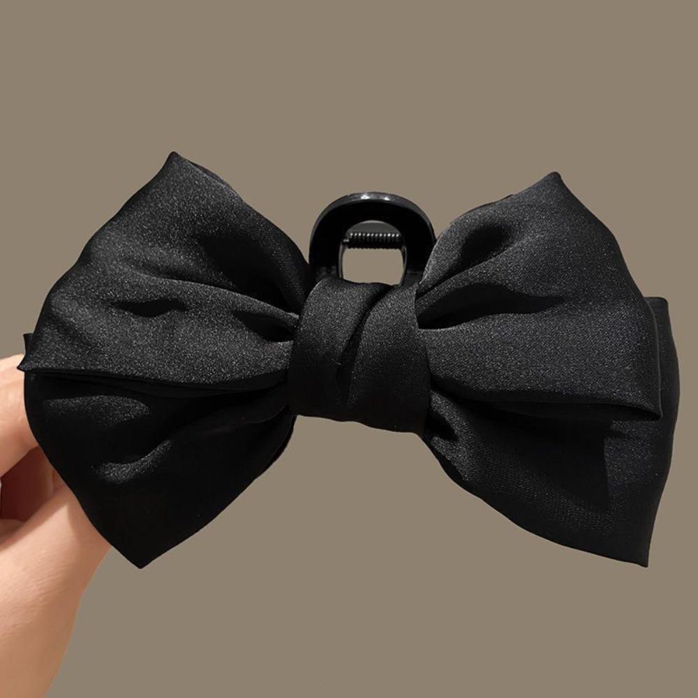 

Solid Color Bow Hairpin Acrylic Hair Accessories Fashion Butterfly Satin Hair Claws Women чорний