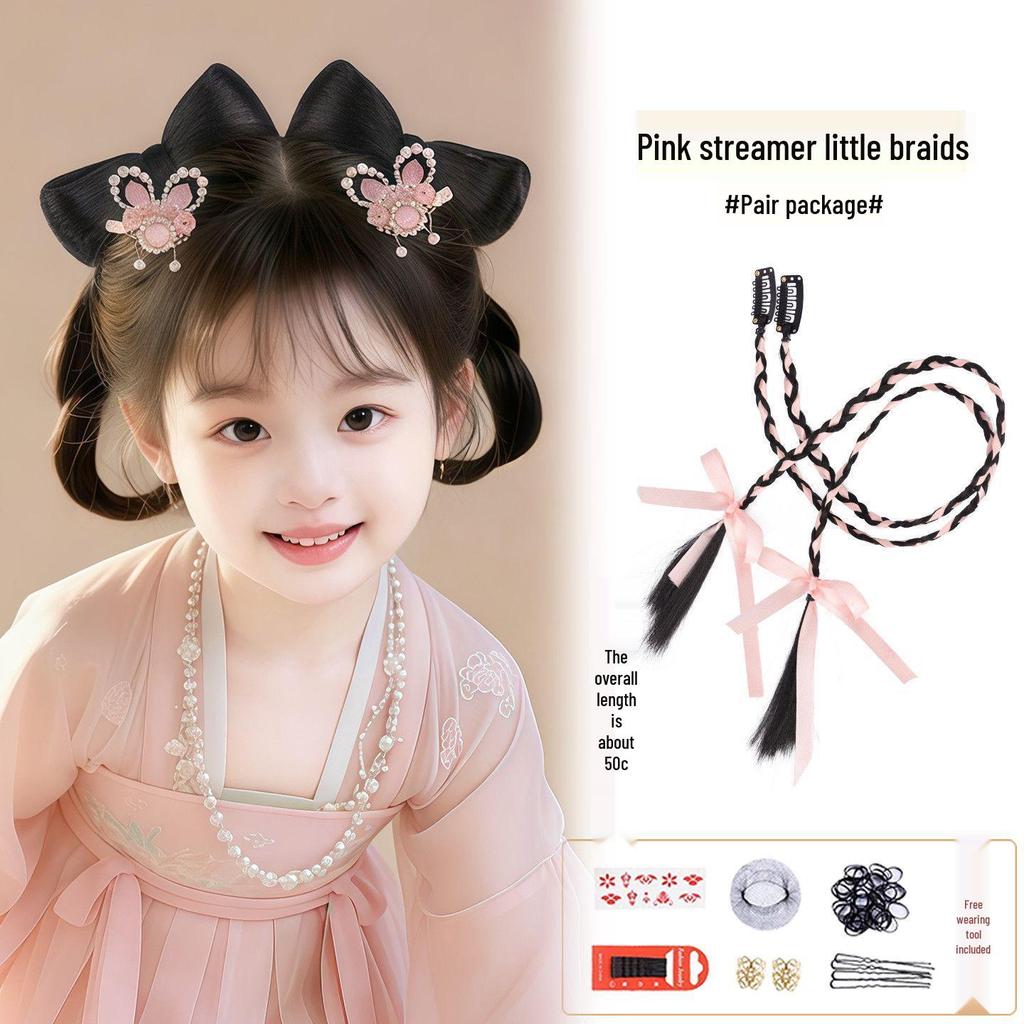 Children's Hanfu Hair Bun Pad – Bow Styling Accessory for Girls