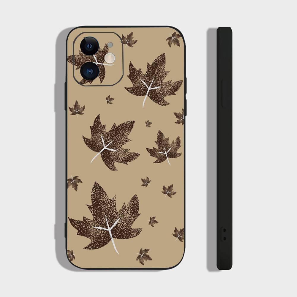 Autumn Maple Leaf Decoration Phone Case For IPhone 17 Air 16 15 14 13 Pro Max 11 12 Black Silicone Cover