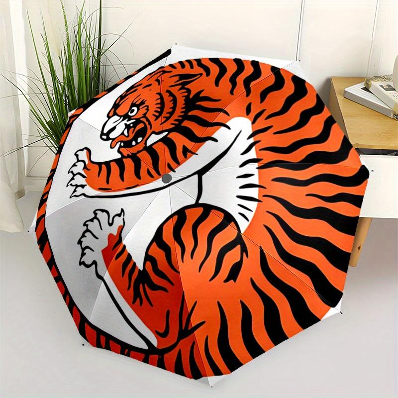 1pc Tiger Print Automatic Open/close Folding Umbrella, Compact Portable Travel Umbrella, Durable Construction yy250809115