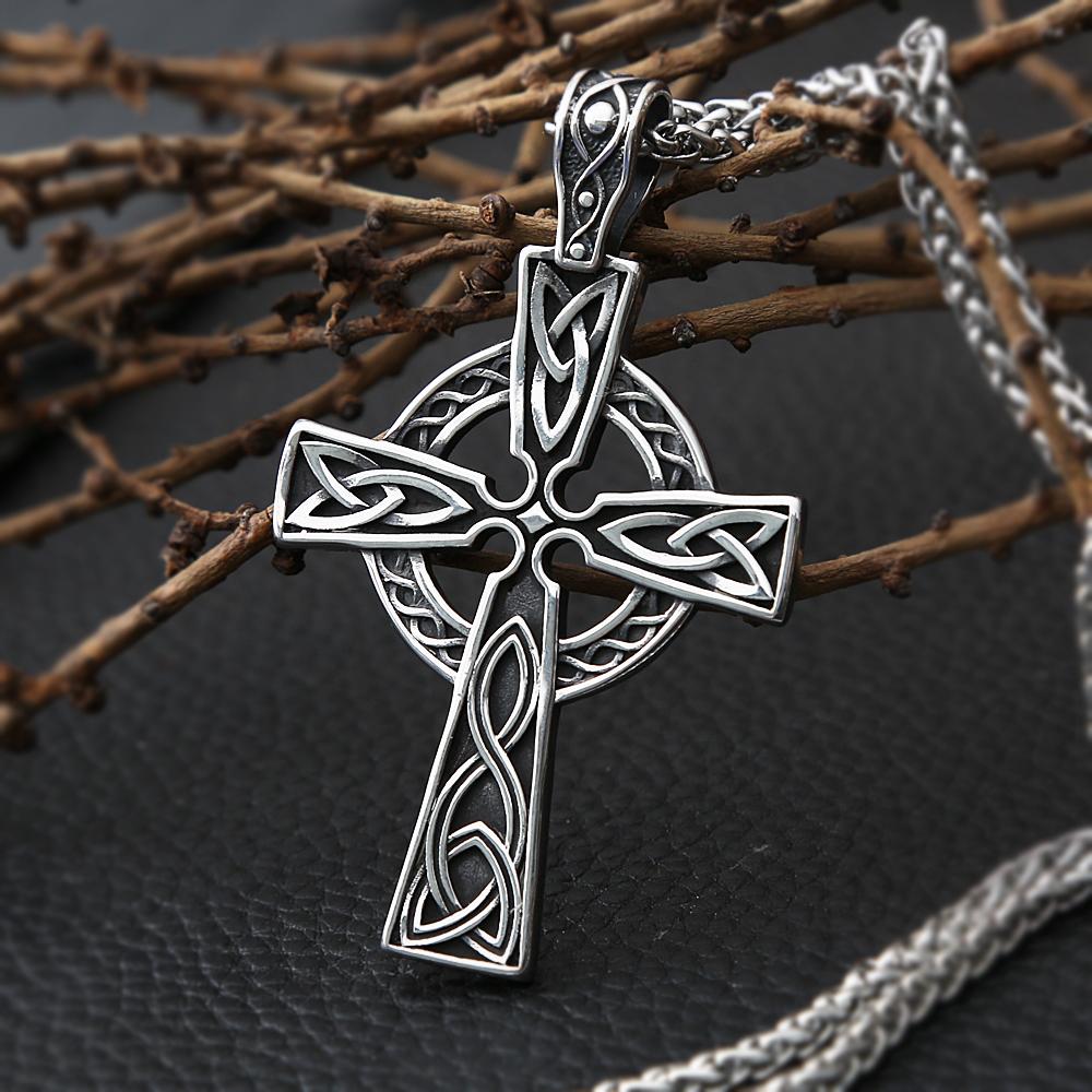 Colier vintage din oțel inoxidabil Viking Valknut Colier pentru bărbați în stil nordic de stradă Celtics Nod Cruce Odin pandantiv Colier Biker Lanț