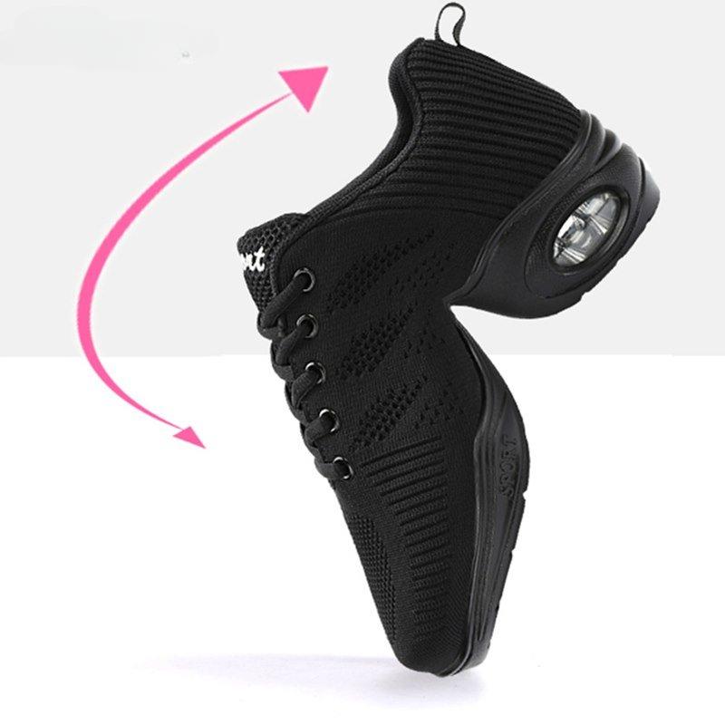 Sneaker Da Ballo Donna – Jazz Moderno, Lacci, Fondo Morbido, Traspiranti, Per Ginnastica E Fitness, Blu/Nero/Bianco