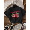 European sizes The Most Popular Strawberry T-shirt! This Girls' Comfortable Round-neck Tee Features a Fresh Print and Cozy Feel