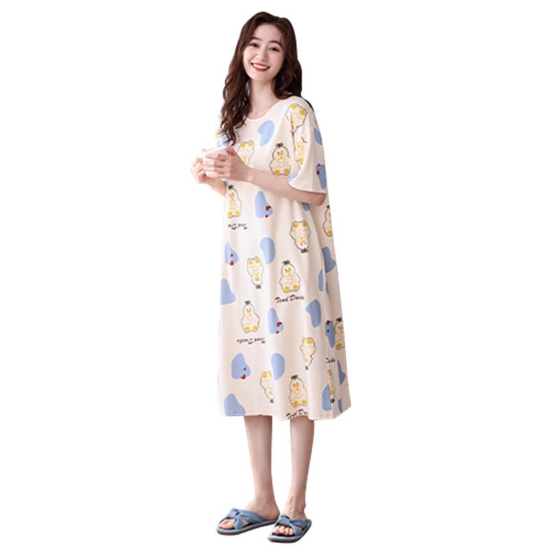 Hengyuanxiang Women s Cotton Short-Sleeve Nightdress L