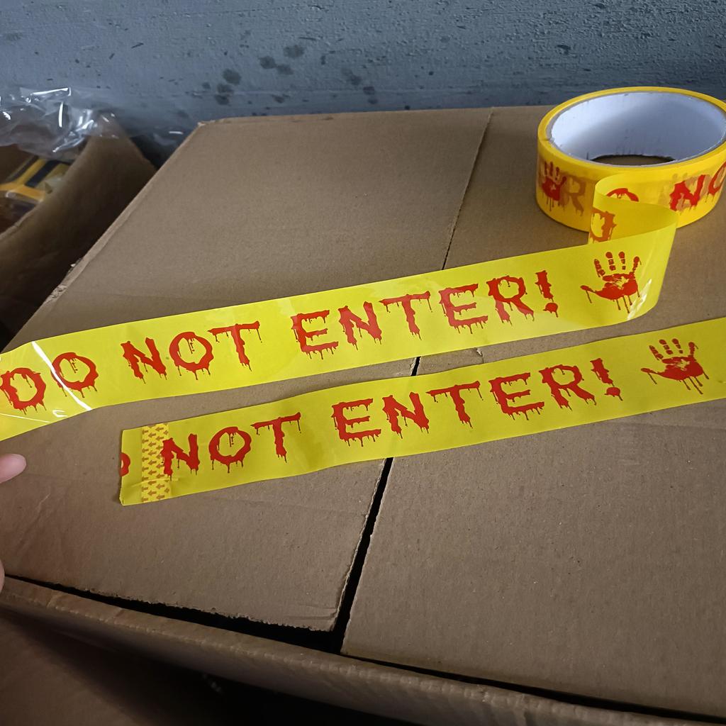Halloween Tape, 1.9inchesx82ft Yellow, Do Not Enter Tape With Blood Stains, Horror Decorative Tape For Halloween Party Decorations